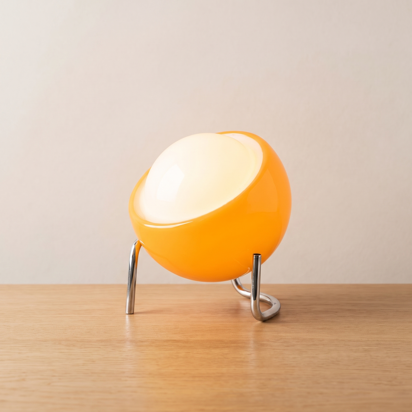 Sorrel table lamp lit on light oak